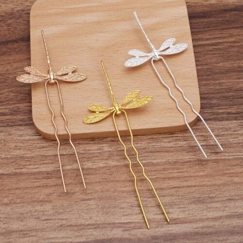 Alloy Dragonfly Hairpins Long U Shape Pearl Hair Clip Pins Hair Sticks Wedding Bridal Hair Styling Design Tools