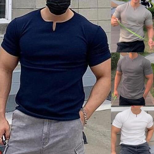 Men T-shirt Solid Color Stretchy Summer Short Sleeve Loose Top Casual Tops Pullovers Fashion Slim Basic Tops рубашка мужская