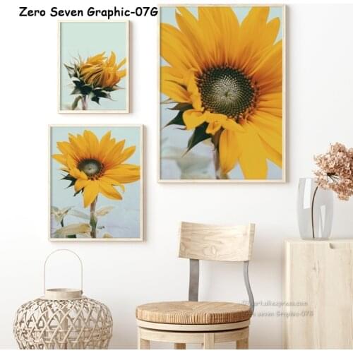Canvas Poster Print Elegant Tone Nature Plant Sunflower Blooming Photography Wall Art Decoration For Salon Living Room
