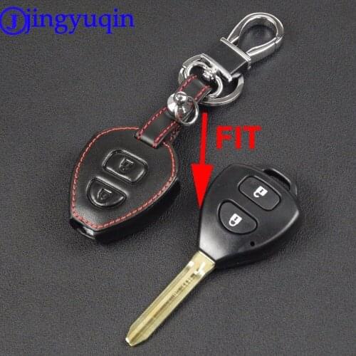 Jingyuqin For Toyota Corolla Rav4 Yaris Avensis Prado Remote Car Key Leather Case Cover 2 Buttons