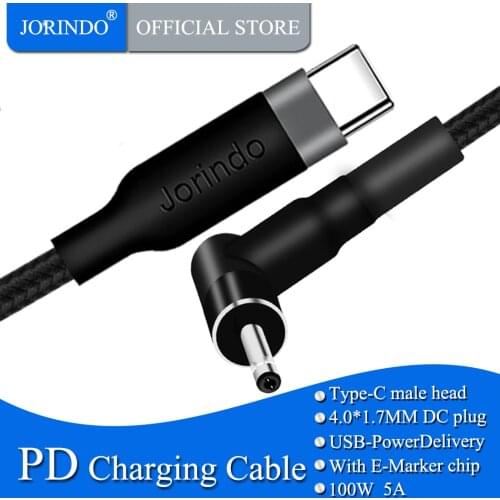 JORINDO Type-C male plug to DC4.0*1.7MM male plug Fast charging 100W power adapter charging line for Lenovo notebook