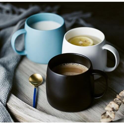 Ceramic Cup Porcelain Frosted Coffee Color or Tea Cup 450 Ml Breakfast Milk Cup Drinks