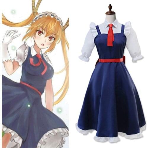 2 Colours Hot Anime Miss Kobayashis Dragon Maid Toru Cosplay Costume Fancy Maid Dress for Women Halloween Carnival Costumes