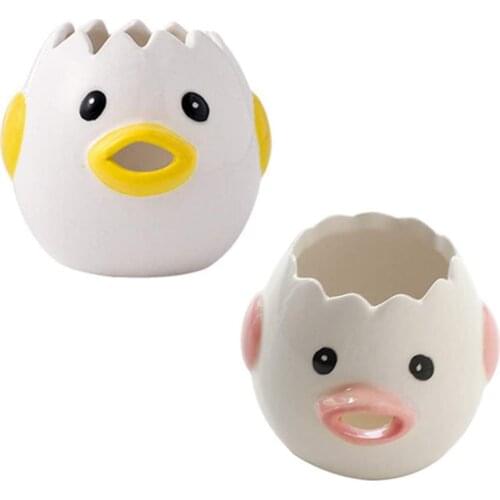 Creative Cartoon Chicken Egg Yolk White Separator Ceramics Egg Separator Tool for Kitchen