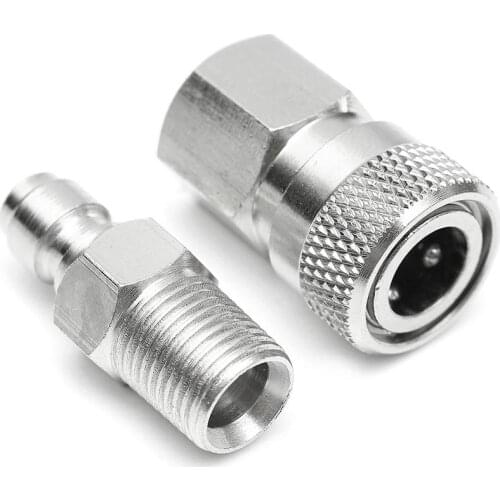 1/8" NPT Paintball Quick Disconnect Male and Female Set 60 Degree 8mm Screw Threads Adapter