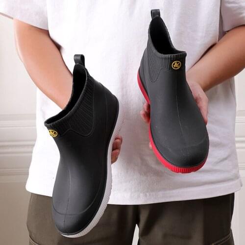 Newly Fashion Rain Boots for Men with Detachable Cotton Cover Soft Comfortable Shoes Non-Slip Short Boots for Outdoor