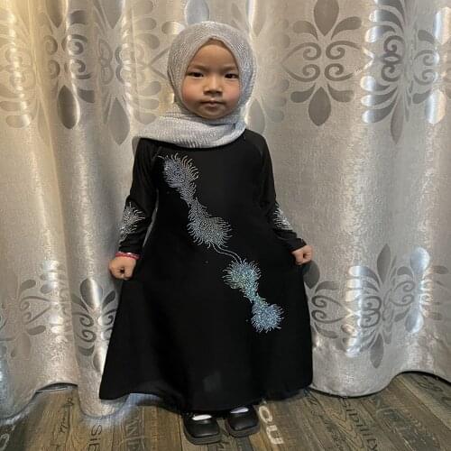 Ensemble Arabic Muslim Kids Girls Prayer Hijab Black Abaya Dubai Robe Dress Kaftan Turkish Islamic Clothing For Children Habaya