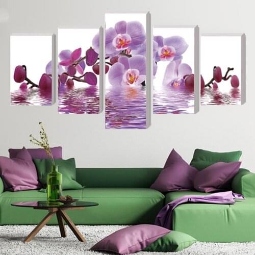 Full square Circular Diamond 5D DIY Diamond Painting butterfly orchid flower Embroidery beads Cross Stitch Home Decor 5pcs set