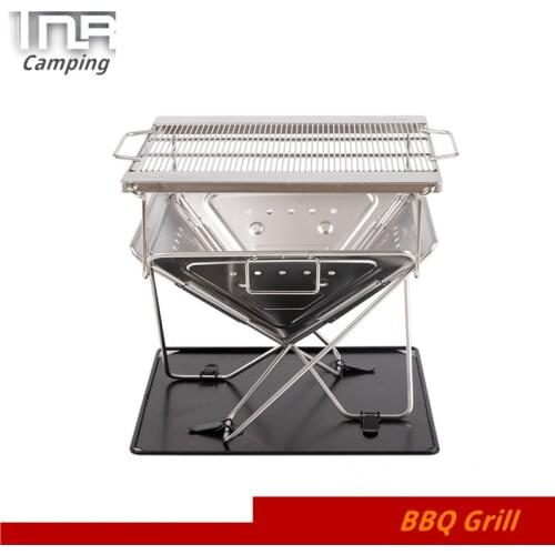 Outdoor Camping Stainless steel Folding Wood fire Barbecue Grill Portable Ultralight BBQ Grill Heating Stove for Camping Hiking