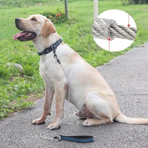 Dog Leash Anti-bite Large Tensile Wire Traction Rope Nylon Reflective Handle Suitable for Medium and Large Dogs Dog Leash