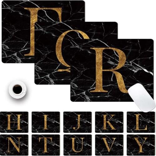 Durable Smooth PU Leather Computer Mouse-pad Anti-slip Waterproof Black Marble Pattern Mouse Mat Game Mousepad