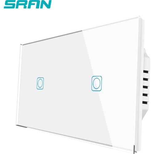 Luxury Wall Touch Sensor Switch,EU Standard Led Light Switch 220v, Switch Power, Gray Crystal Glass,2Gang 1Way Switch 153*82mm