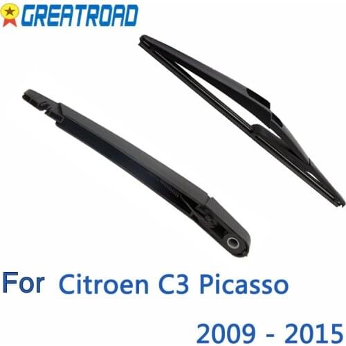 Wiper 12" Rear Wiper Blade & Arm Set Kit For Citroen C3 Picasso 2009 - 2015 2014 Windshield Windscreen Rear Window