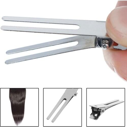 10/100pcs Silver Hair Accessory 48mm Double Prong Grip Clips, Metal Hairpins With No Teeth