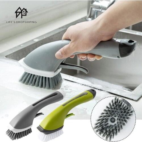 Kitchen Cleaning Brushes Automatic liquid filling Home Dish Washing Brush Long Handle Home Kitchen Tools Bathroom Accessorises