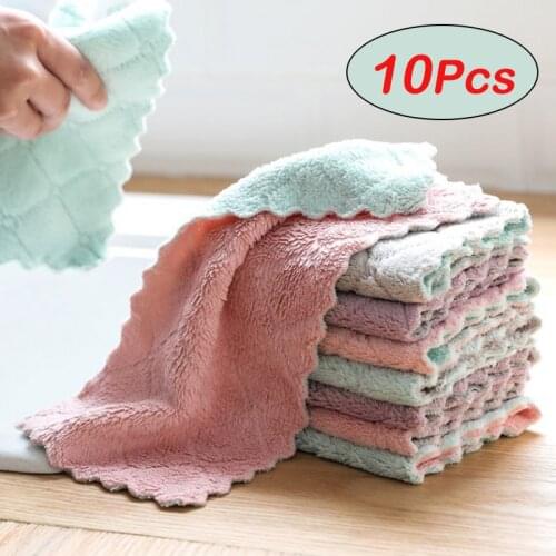 Super Absorbent Kitchen Towels Soft Microfiber Cleaning Cloths Non-stick Oil Dish Cloth Rags For Kitchen Household Dish Towel
