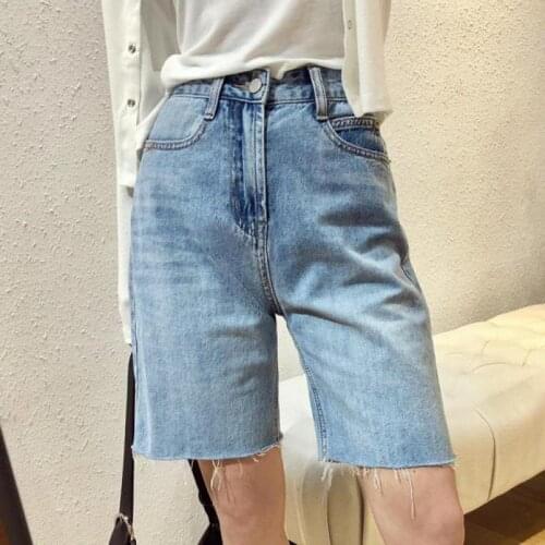 Streetwear Biker Shorts Women Casual Loose Light Blue Jean Shorts Women Summer Korean Style Vintage Jeans Denim Shorts