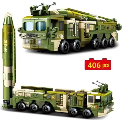 Military series DF-21D Long-range strategy Anti-ship armored vehicle soldier DIY model Building Blocks Bricks Toys Gifts