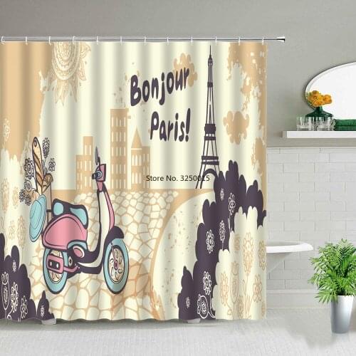 Retro Old Bus Surfboard Shower Curtains Coconut Tree Summer Home Decor Waterproof Polyester Fabric Bath Curtain Set for Bathroom