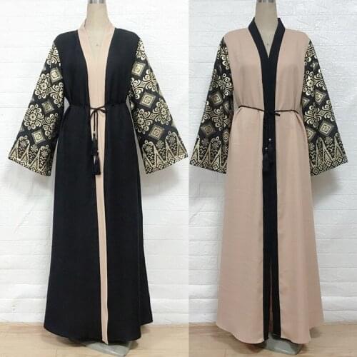 F861 New Muslim womens attire Abayas Baju Muslim Wanita Moroccan robes Orientale Musulman Abaya Robes Dubai