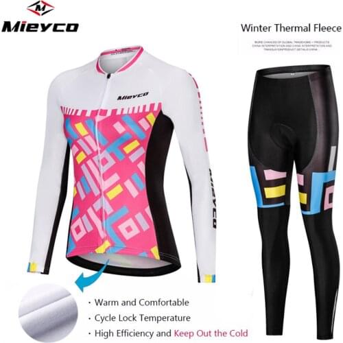 Winter Thermal Fleece Long Sleeve Jersey Cycling Set Roupa Ciclismo Feminina 2020 MTB Bicicleta Clothing Bib Pants Suit Invierno