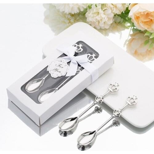 10set/lot Wedding Souvenir Creative Gift Coffee Spoon Baby full moon gift crown coffee spoon For Guest Giveaways
