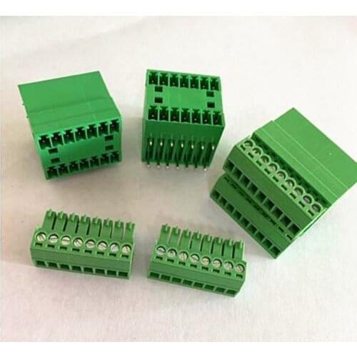 10sets 15EDGRH 3.5mm double plug-in terminal block bent foot socket with plug set 2EDGRH-3.5 (2-12p)