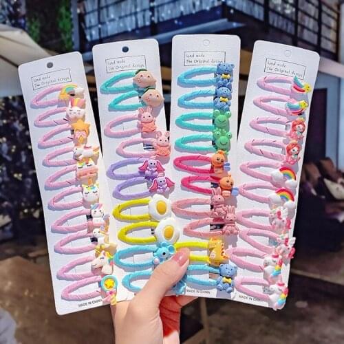10pcs/set Baby Kid Small Hair Clips Hairpins for Girls Hair Pins Flower Fruit Animal Ribbon Wrap Safety Hairpin Hair Accessories