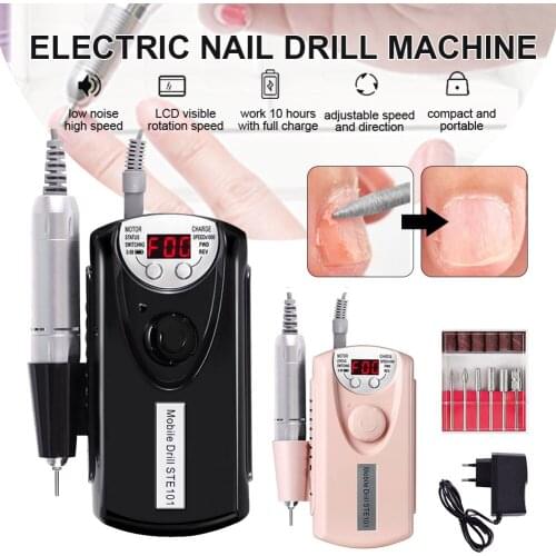 New Electric Nail Drill Machine Rechargeable Nail Drill Portable 6 Changeable Bits Lcd Nail File Manicure Tool For Home Salon