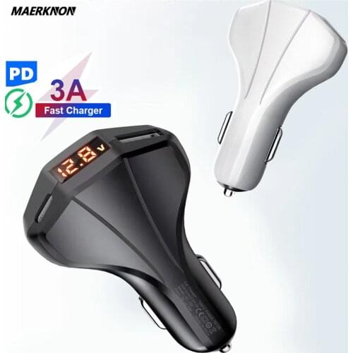 PD USB C Car Charger Quick Charge 4.0 18W LED Fast Charging For iPhone 12 11 Pro Xr Xs iPad Huawei Xiaomi Samsung Charger in car