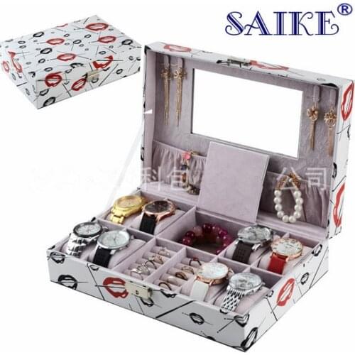 Big Size Watch And Jewelry Boxes Fashion MDF And PU Storage Mixed Box White Gift Watch Boxes Fashion Display Box M022