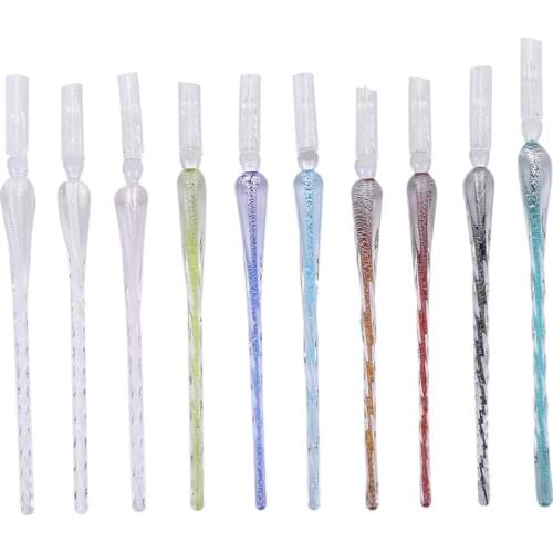 10Pcs Ink Dip Pen Writing Dipping Painting Gift Drip Fountain Pens Glass Filling Ink Dip Pen