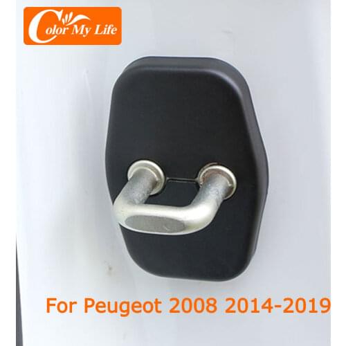 Color My Life 4Pcs/Set ABS Car Door Lock Protection Cover Trim for Peugeot 2008 2014 2015 2016 2017 2018 Accessories