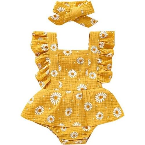 Twins Baby Clothes Summer Infant Baby Girls Bodysuit Cotton Sleeveless Solid Color Girl Baby Jumpsuit For 0-2y Outing Clothes