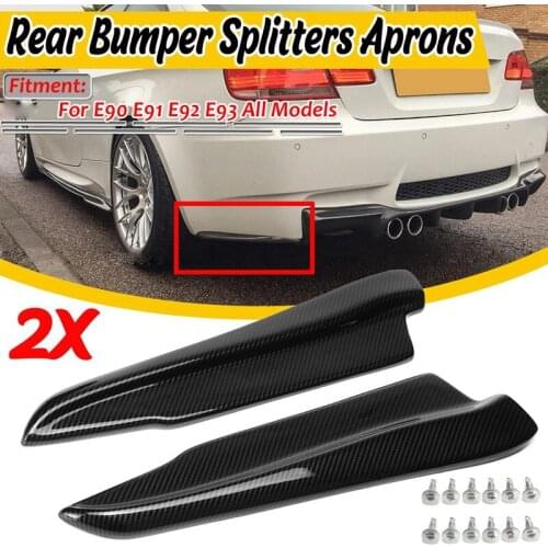 For-BMW E90 E91 E92 E93 M3 Carbon Fiber Look Rear Bumper Lip Splitter Winglet Apron