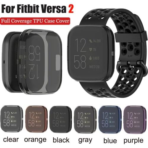 For Fitbit Versa 2 Ultra-thin Soft Full Coverage TPU Protector Case Cover for Fitbit Versa 2 Band Smart Watch Protective Shell