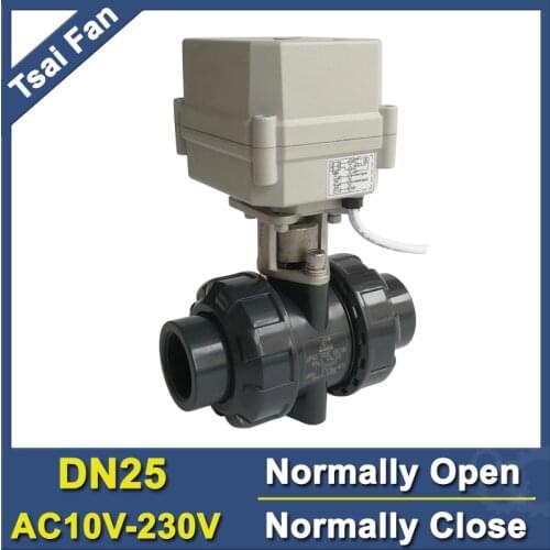 2 Way PVC 1'' 2/5 Wires DN25 Motorized Ball Valve BSP/NPT AC110-230V 10NM Electric Ball Valve On/Off 15 Sec Metal Gear CE