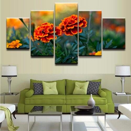 Hd Print Wall Art Canvas Painting Pictures 5 Pieces In The Wild Marigold Flower Posters for Living Room Home Decor No Frame