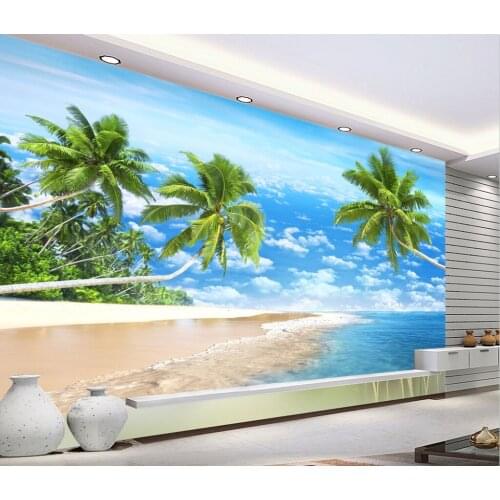 Beibehang custom Beautiful beach blue sky wallpapers for Living Room Bedroom Wall Covering 3D mural Wallpaper Papel De Parede 3D