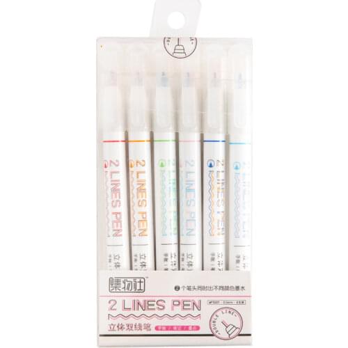 Creative Three-dimensional Double Linepen Colorstudentsusemarkerlovely Two-color Hand Account Graffiti Coolpens Cute Stationery