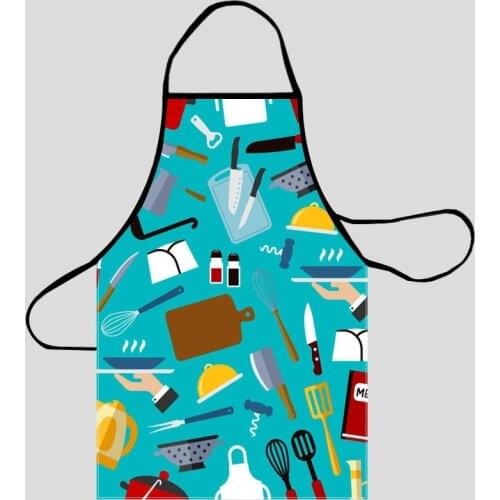 Kitchenware Pattern Kitchen Aprons For Women Oxford Fabric Cleaning Pinafore Home Cooking Accessories Apron