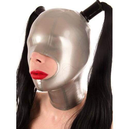Latex Mask Rubber Unisex Hood with Ponytail Hole Club Wear Cosplay sex toys for couples sex game bdsm sex bdsm mask sex toys