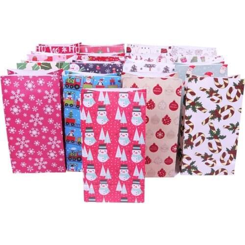 10pcs Kraft Paper Biscuit Candy Bags Santa Snowman Christmas Gift Packing Bags noel Decoration 2021 Xmas Navidad New Year Favors