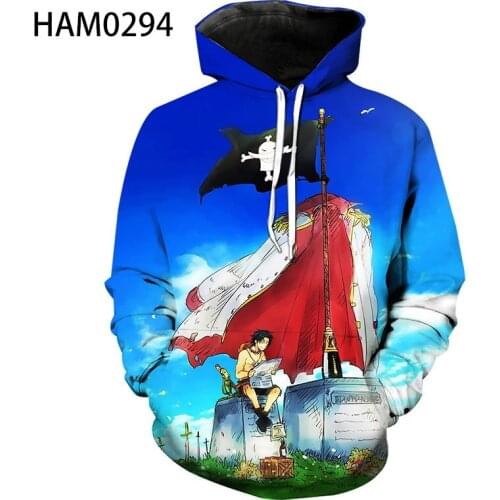 Pirate king spring and summer 3D printing fashion trend Youth Popular Hoodie Boys and girls cartoon cartoon street sports shirt
