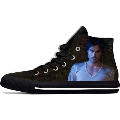 The Vampire Diaries Damon Salvatore Cool Fashion Casual Cloth Shoes High Top Lightweight Breathable 3D Print Men Women Sneakers