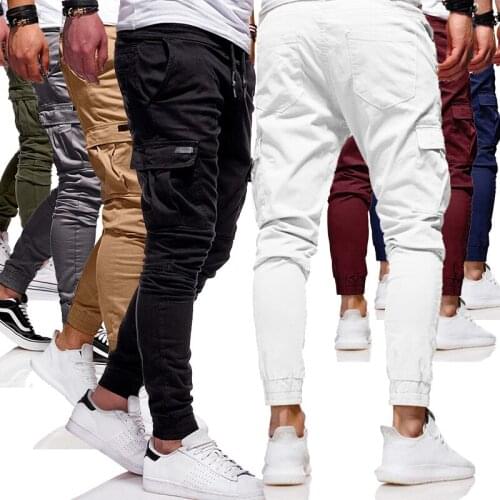 Casual joggers Men Cargo Cotton Pants Outdoor Fasion Casual Sweatpants Pencil Pants Drawstring Regular Trousers