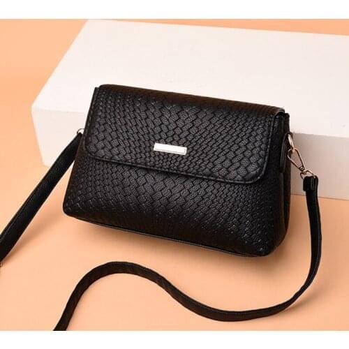 2021 Simple Design Crossbody Bag Female Soft PU Leather Shoulder Bag Flap Messenger Handbag Shopping Lady Mom Purse Sac Femme