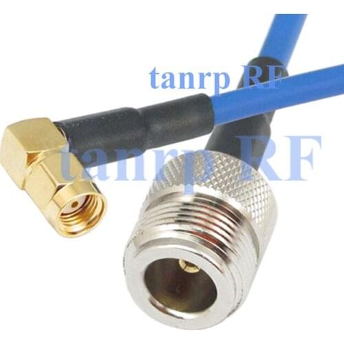 20inch N female jack to RP-SMA male plug right angle RF adapter connector 50CM Semi Flexible blue jacket jumper cable RG402