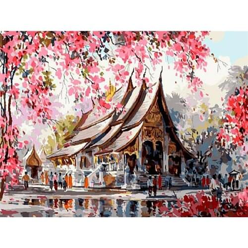 Landscape DIY Cross Stitch Embroidery 11CT Kits Craft Needlework Set Printed Canvas Cotton Thread Home Decoration Room