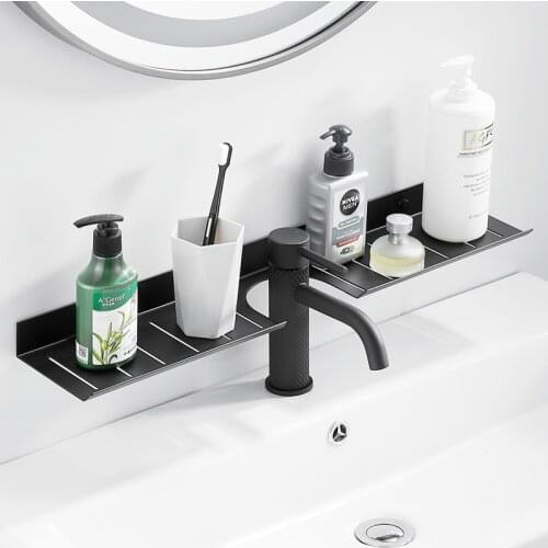 Bathroom Shelf Shower Floating Shelves Washbasin Nail-free Mounted Drain Tap Wall Hanging Storage Rack Toilet Organizer Holder